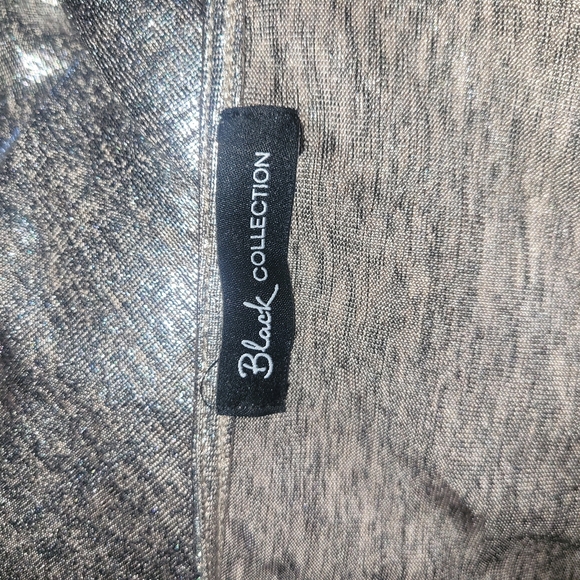 Black Collection Silver Metallic Short Sleeve Top M - Picture 6 of 6